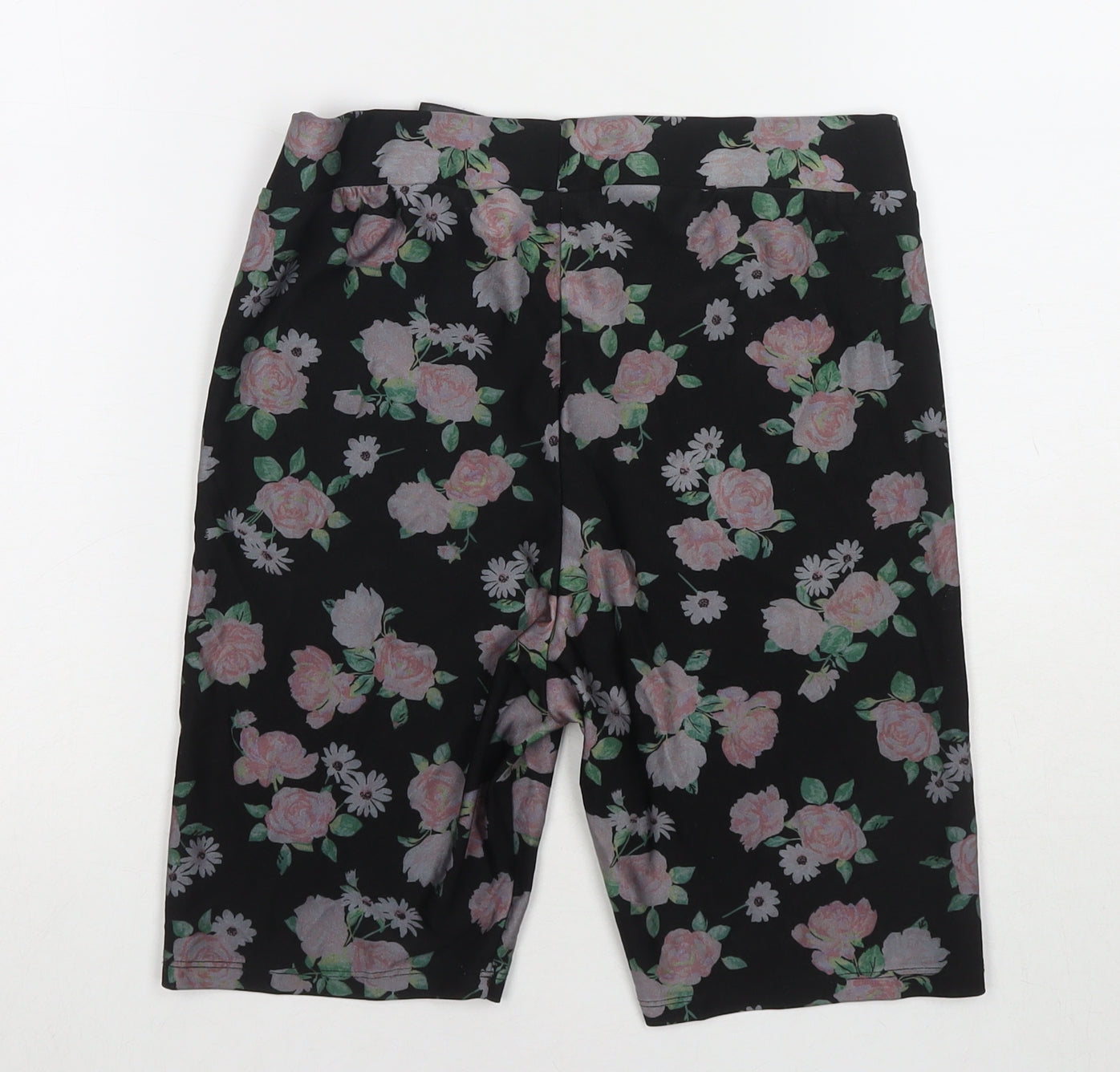 Divided by H&M Womens Black Floral Polyester Compression Shorts Size M L8 in Regular Pull On