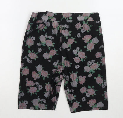 Divided by H&M Womens Black Floral Polyester Compression Shorts Size M L8 in Regular Pull On
