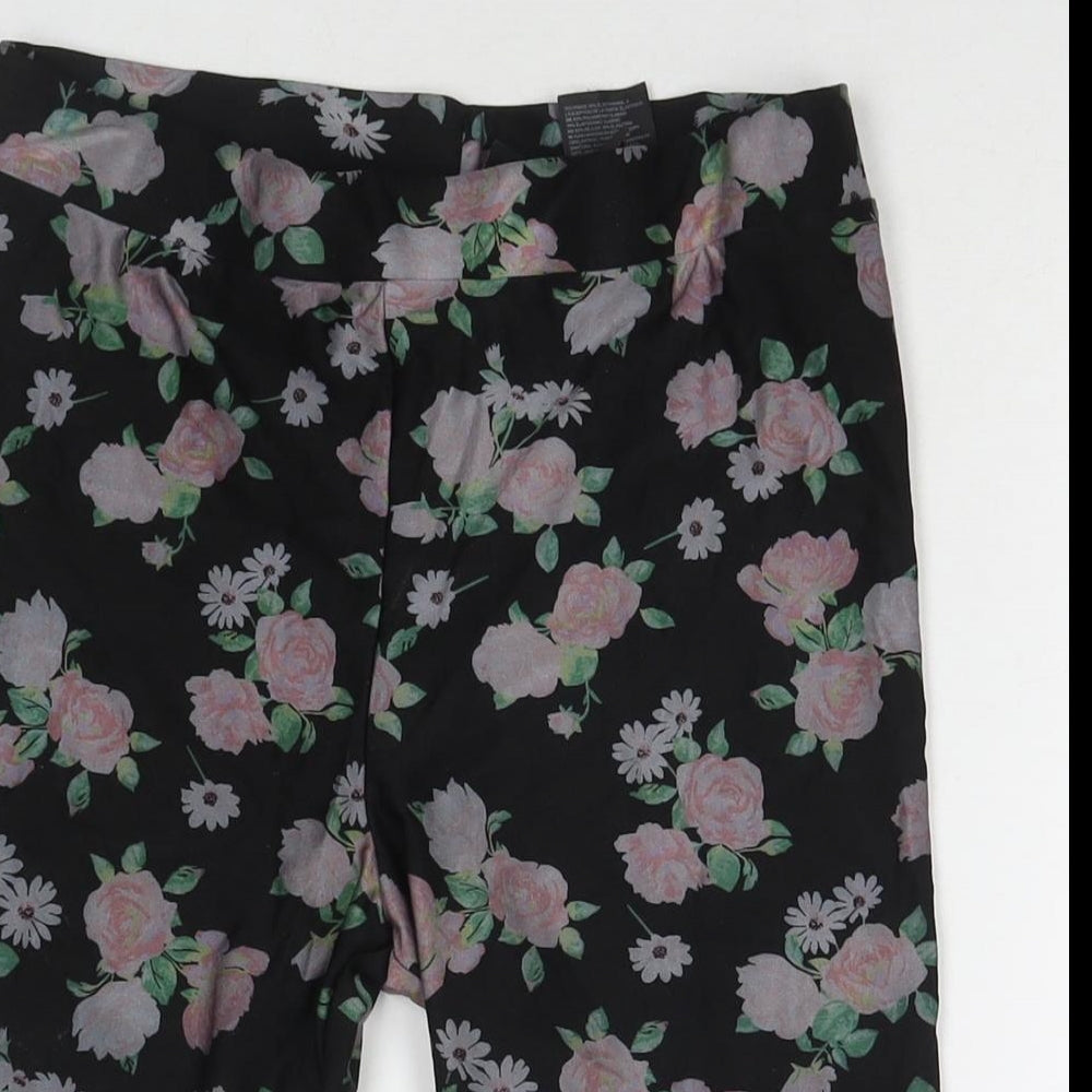 Divided by H&M Womens Black Floral Polyester Compression Shorts Size M L8 in Regular Pull On