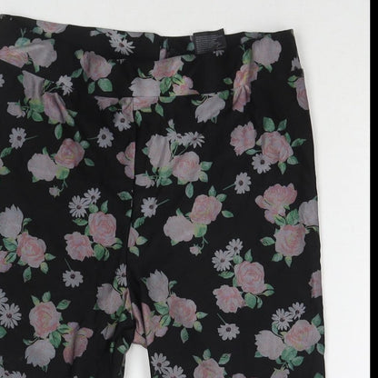 Divided by H&M Womens Black Floral Polyester Compression Shorts Size M L8 in Regular Pull On