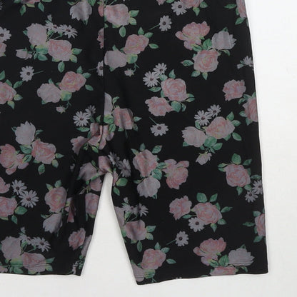 Divided by H&M Womens Black Floral Polyester Compression Shorts Size M L8 in Regular Pull On