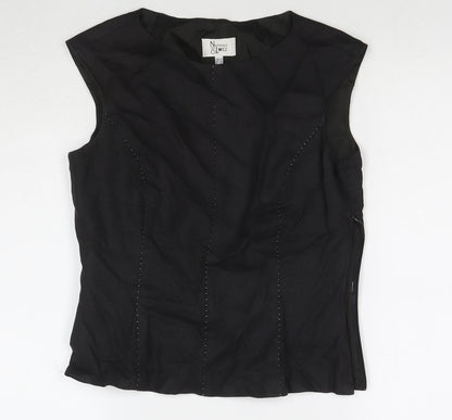 Nienham & lotz Womens Black Polyester Basic Tank Size 10 Round Neck