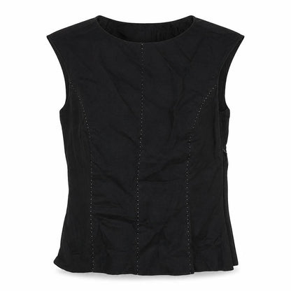 Nienham & lotz Womens Black Polyester Basic Tank Size 10 Round Neck
