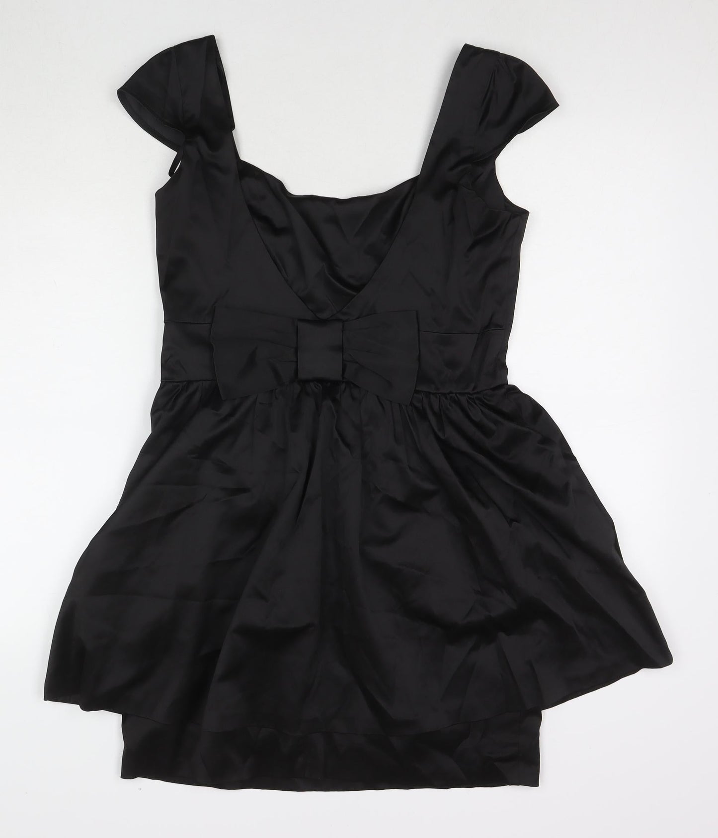 Topshop Womens Black Polyester A-Line Size 14 Round Neck Zip