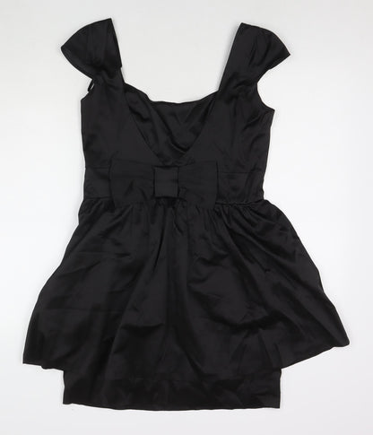 Topshop Womens Black Polyester A-Line Size 14 Round Neck Zip
