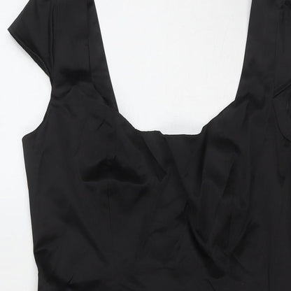 Topshop Womens Black Polyester A-Line Size 14 Round Neck Zip