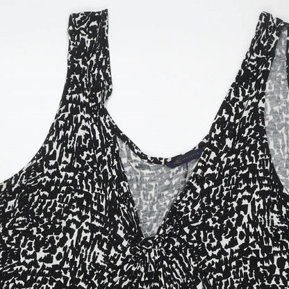 Marks and Spencer Womens Black Geometric Viscose Tank Dress Size 16 Scoop Neck Pullover