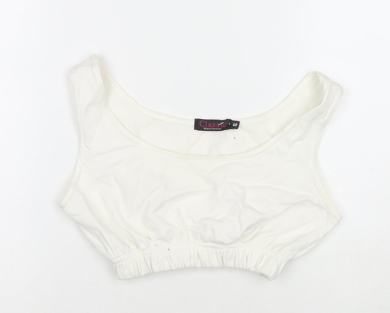 Classic Manchester Womens White Cotton Cropped Tank Size 6 Scoop Neck