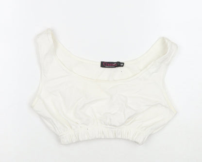 Classic Manchester Womens White Cotton Cropped Tank Size 6 Scoop Neck