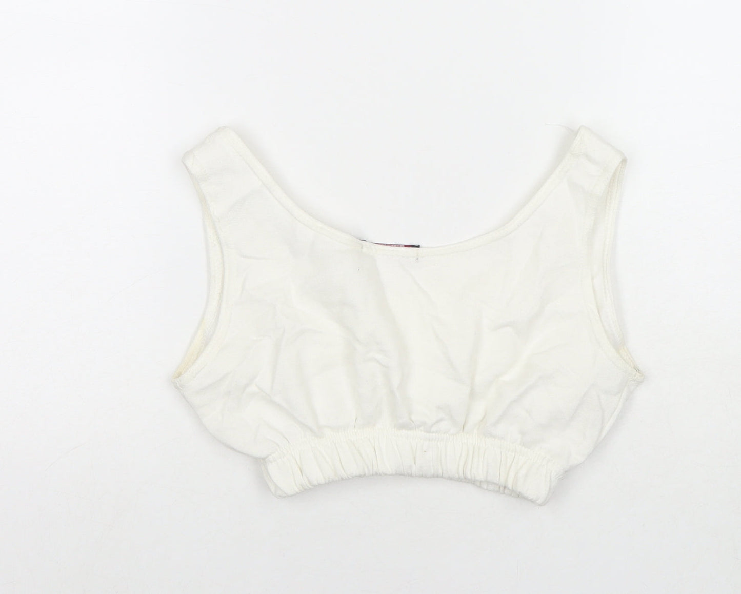Classic Manchester Womens White Cotton Cropped Tank Size 6 Scoop Neck