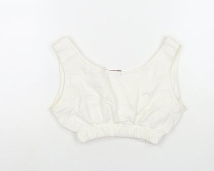 Classic Manchester Womens White Cotton Cropped Tank Size 6 Scoop Neck