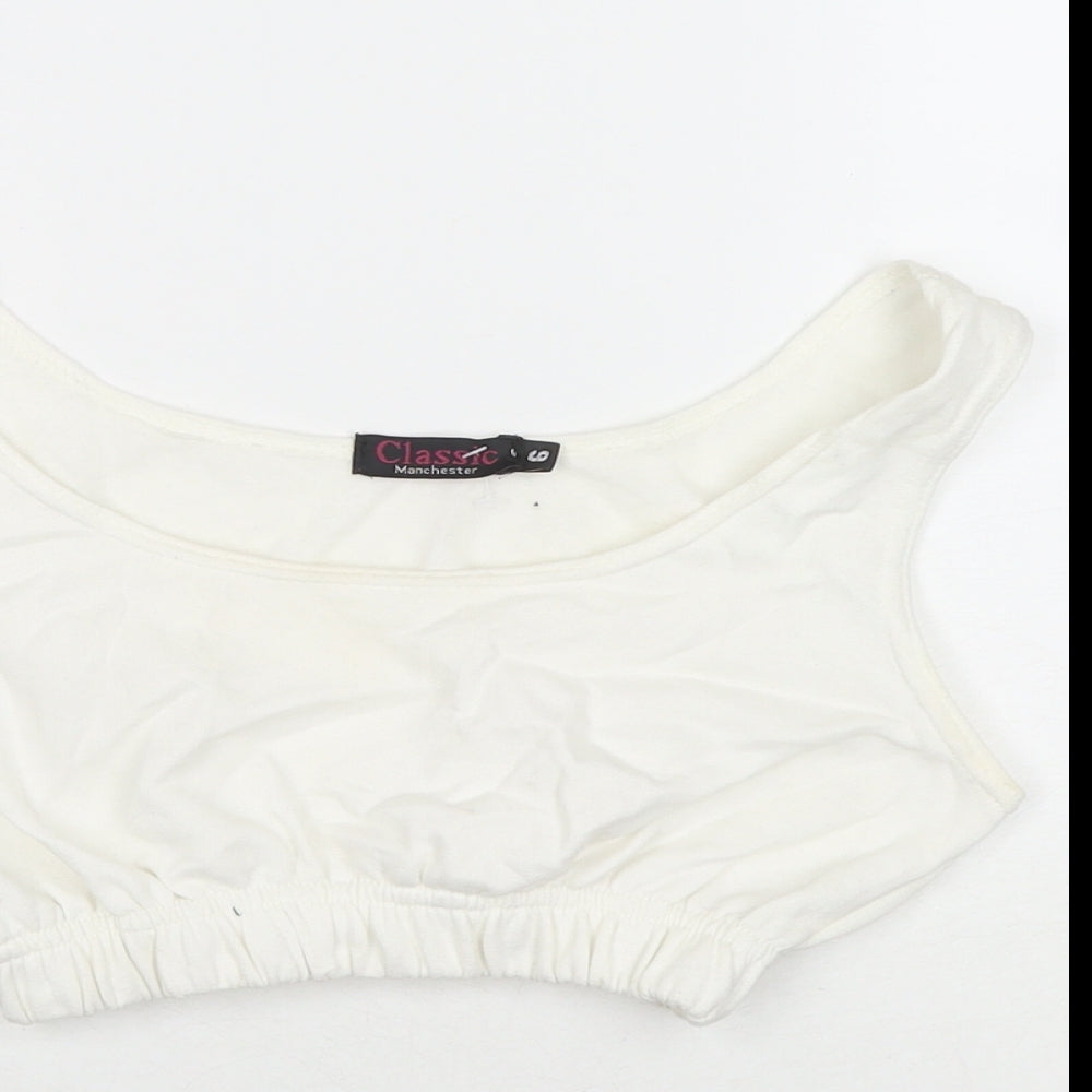 Classic Manchester Womens White Cotton Cropped Tank Size 6 Scoop Neck