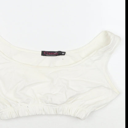 Classic Manchester Womens White Cotton Cropped Tank Size 6 Scoop Neck