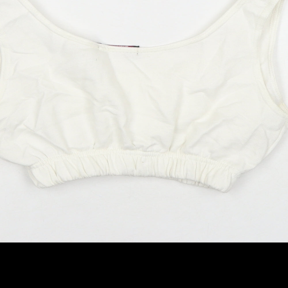 Classic Manchester Womens White Cotton Cropped Tank Size 6 Scoop Neck