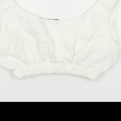 Classic Manchester Womens White Cotton Cropped Tank Size 6 Scoop Neck