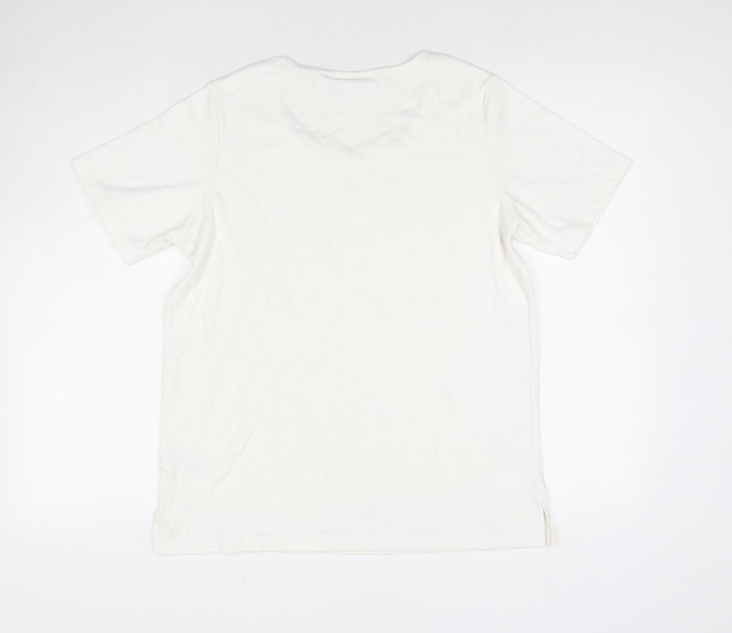 Jeanne Bice Womens White Cotton Basic T-Shirt Size M Round Neck