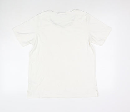 Jeanne Bice Womens White Cotton Basic T-Shirt Size M Round Neck