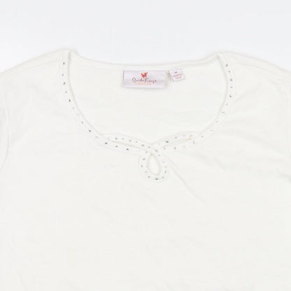 Jeanne Bice Womens White Cotton Basic T-Shirt Size M Round Neck
