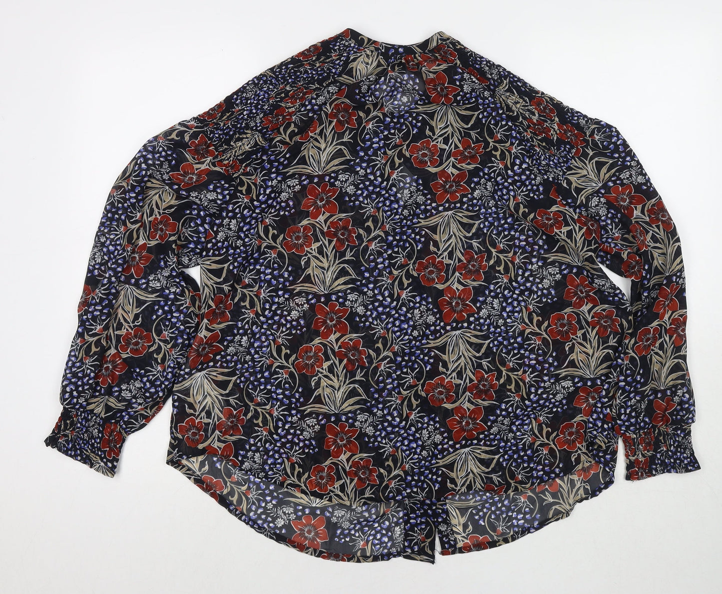 Bonmarché Womens Multicoloured Floral Polyester Basic Blouse Size 14 Round Neck