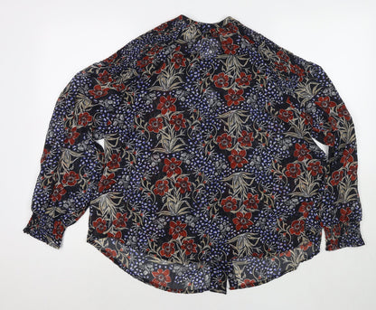 Bonmarché Womens Multicoloured Floral Polyester Basic Blouse Size 14 Round Neck