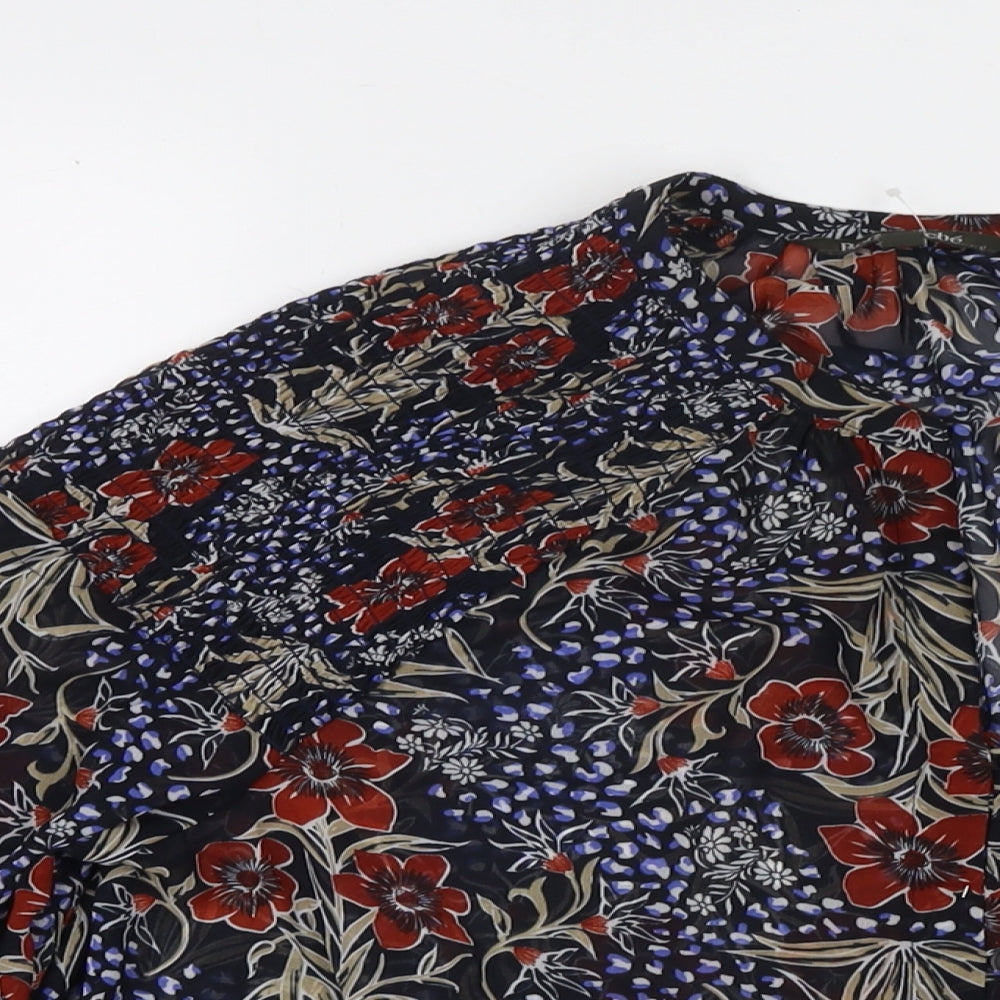 Bonmarché Womens Multicoloured Floral Polyester Basic Blouse Size 14 Round Neck