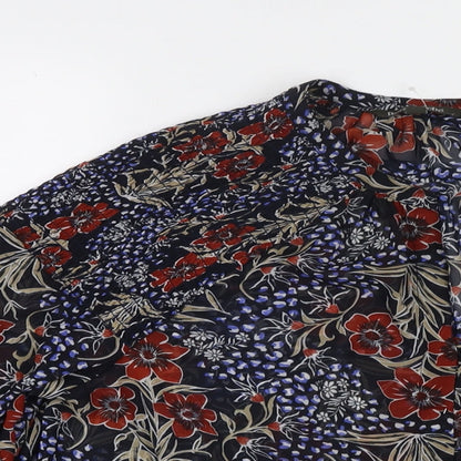 Bonmarché Womens Multicoloured Floral Polyester Basic Blouse Size 14 Round Neck