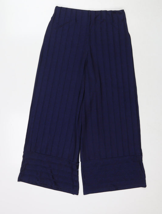 Zara Womens Blue Polyester Trousers Size S L21 in Regular