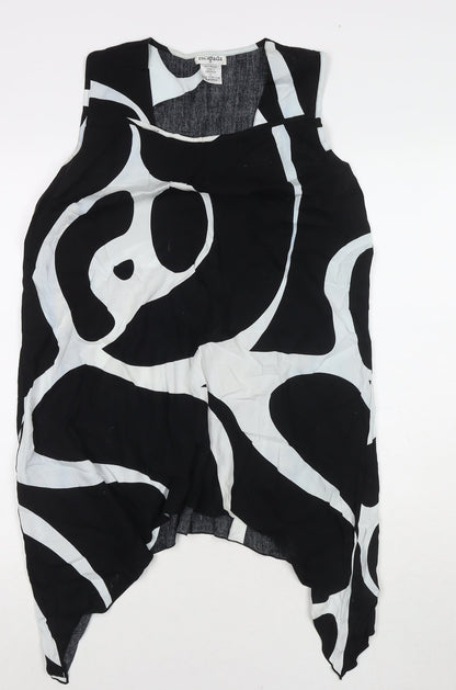 Escapada Womens Black Geometric Viscose Tunic Tank Size L Round Neck