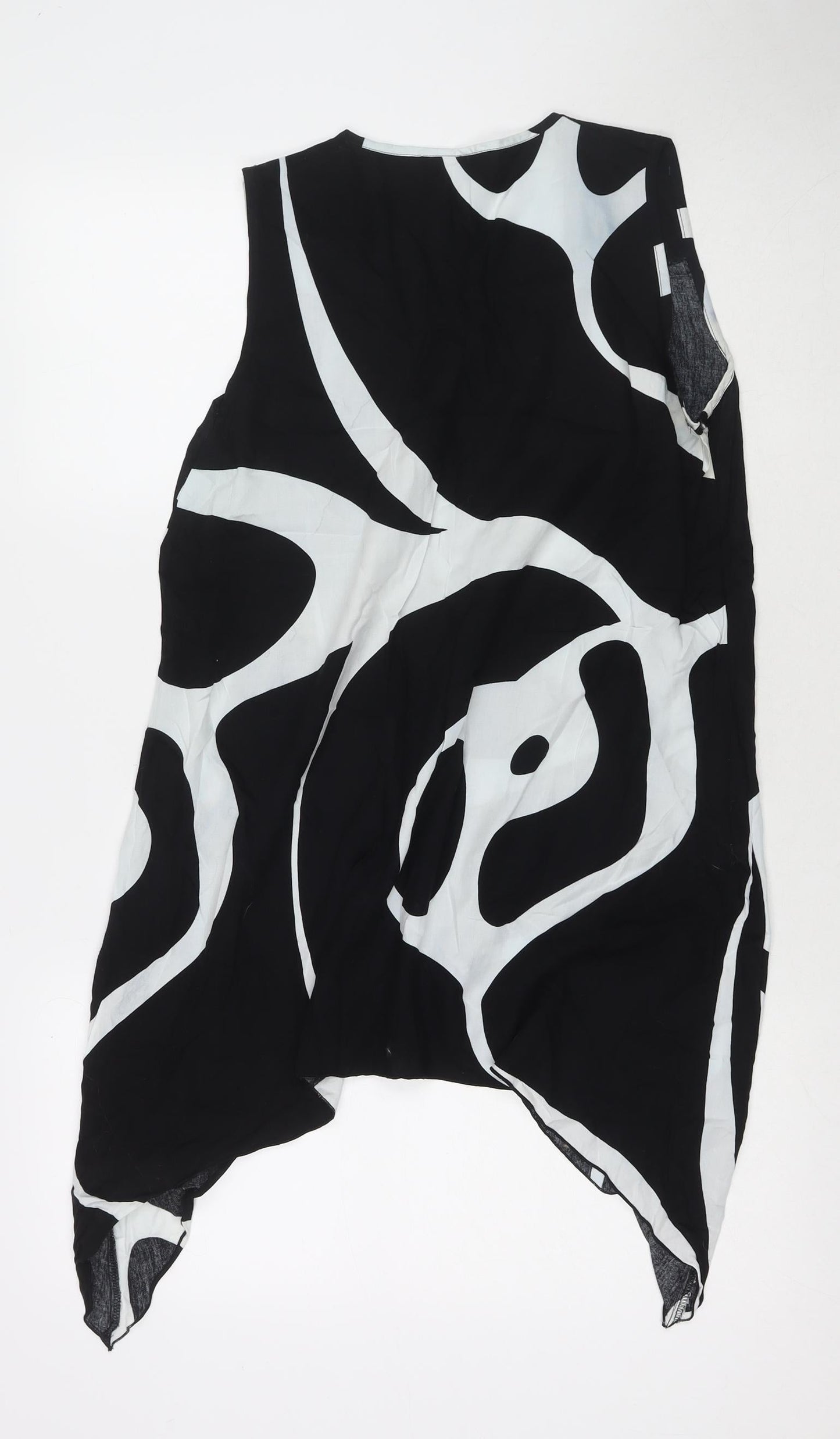 Escapada Womens Black Geometric Viscose Tunic Tank Size L Round Neck