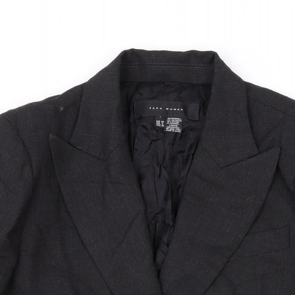 Zara Womens Grey Jacket Blazer Size 12 Button