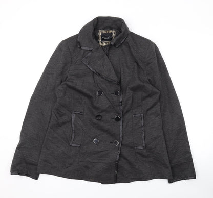 Principles Womens Grey Overcoat Coat Size 14 Button