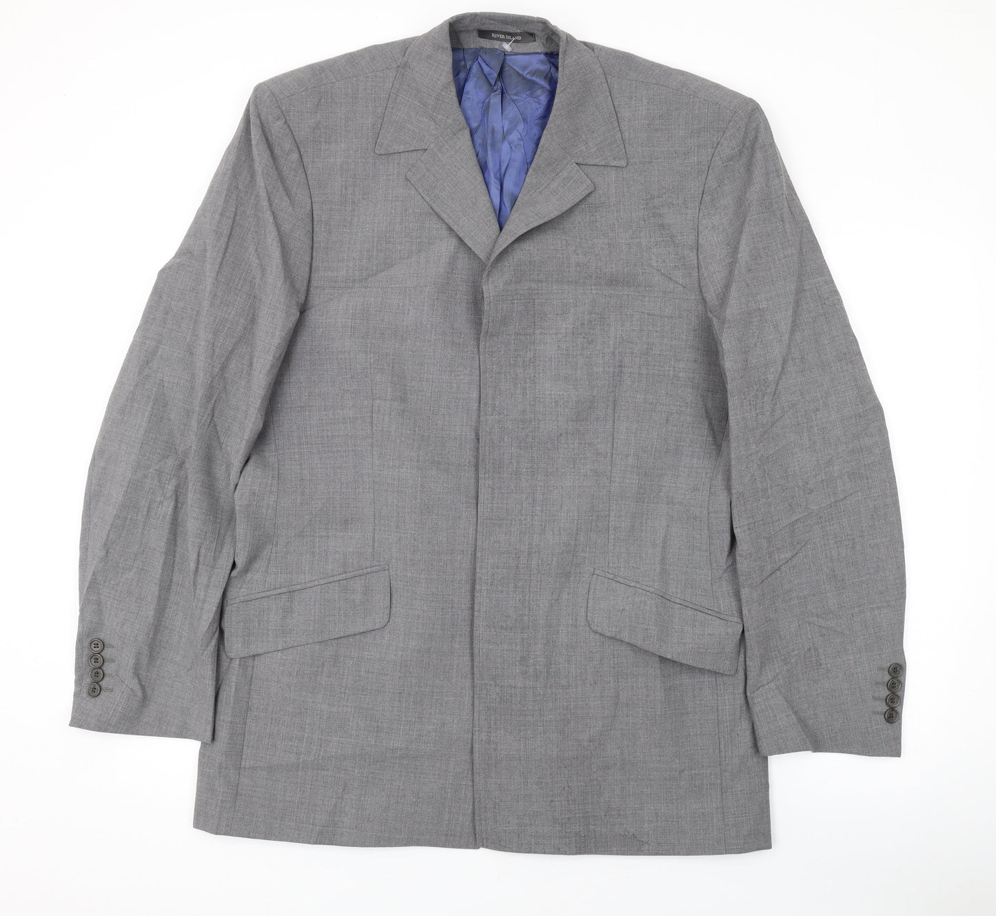Mens UK Size 40 River Island Regular Grey Suit Jacket