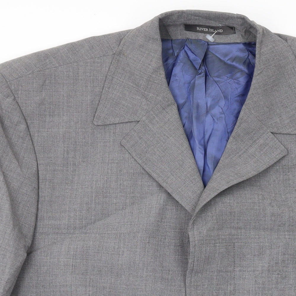 Mens UK Size 40 River Island Regular Grey Suit Jacket