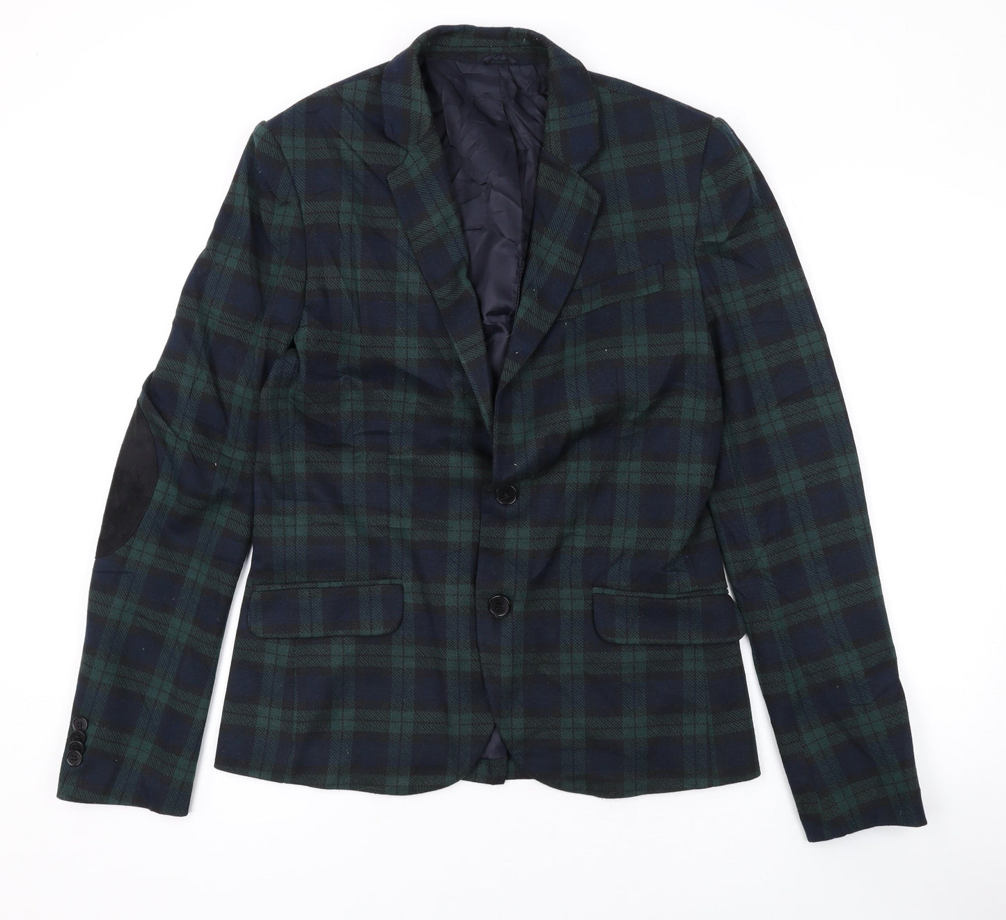 Zara Mens Green Plaid Jacket Blazer Size M Button