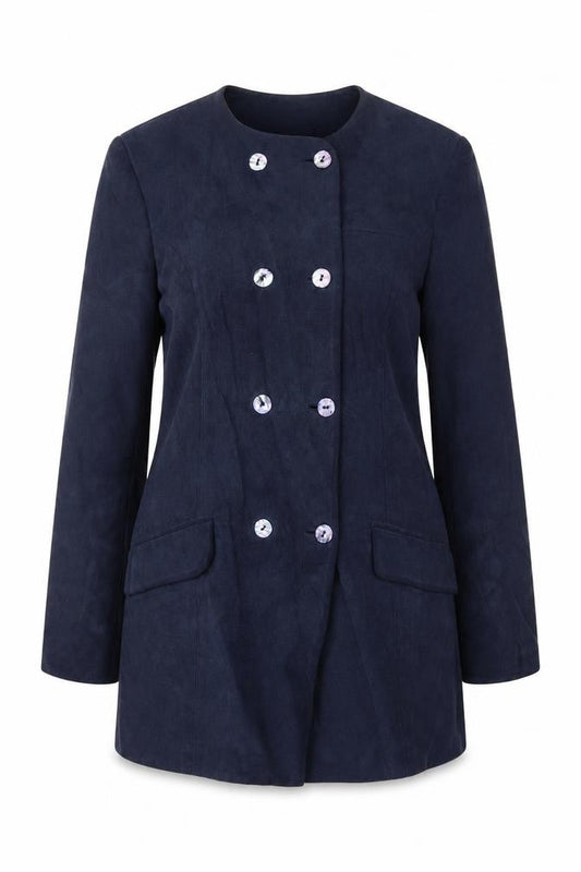 Front view of Kaliko women’s blue jacket blazer, size UK 12, button