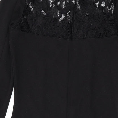 Topshop Womens Black Polyester Bodycon Size 10 Round Neck Pullover