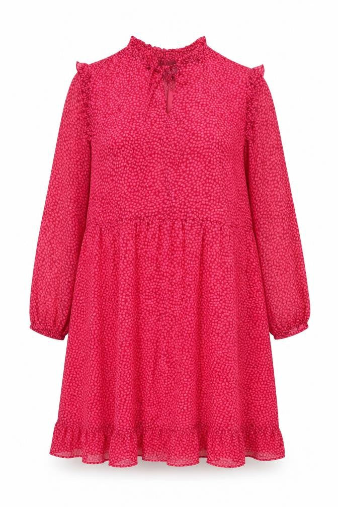 John Lewis Womens Pink Polka Dot Polyester A-Line Size 18 V-Neck Pullover