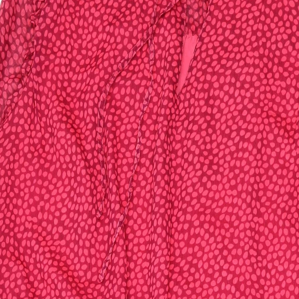 John Lewis Womens Pink Polka Dot Polyester A-Line Size 18 V-Neck Pullover