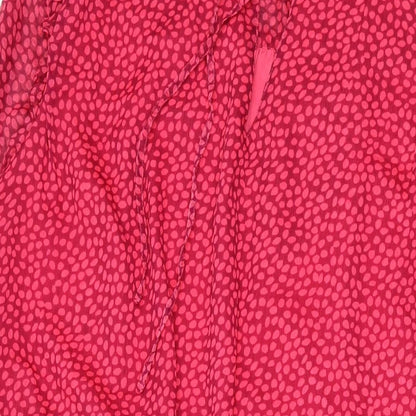 John Lewis Womens Pink Polka Dot Polyester A-Line Size 18 V-Neck Pullover