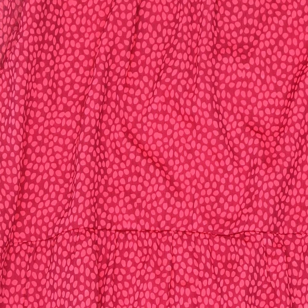 John Lewis Womens Pink Polka Dot Polyester A-Line Size 18 V-Neck Pullover