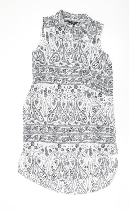 Dorothy Perkins Womens Black Paisley Polyester Shirt Dress Size 10 Collared Button