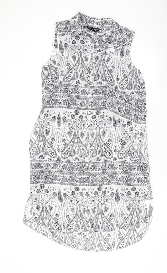 Dorothy Perkins Womens Black Paisley Polyester Shirt Dress Size 10 Collared Button