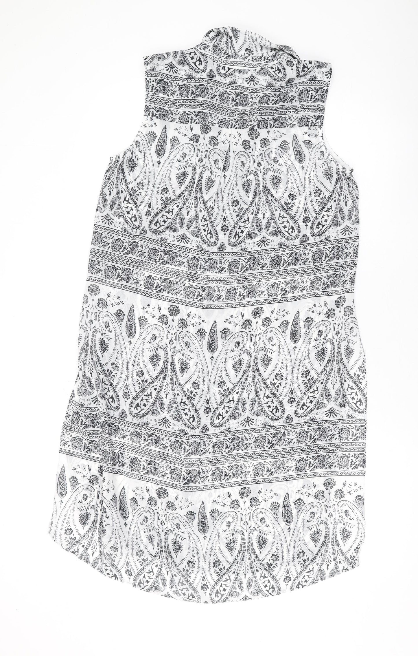 Dorothy Perkins Womens Black Paisley Polyester Shirt Dress Size 10 Collared Button