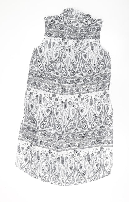 Dorothy Perkins Womens Black Paisley Polyester Shirt Dress Size 10 Collared Button