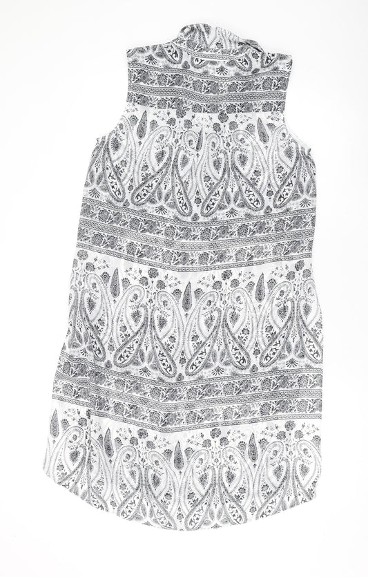 Dorothy Perkins Womens Black Paisley Polyester Shirt Dress Size 10 Collared Button