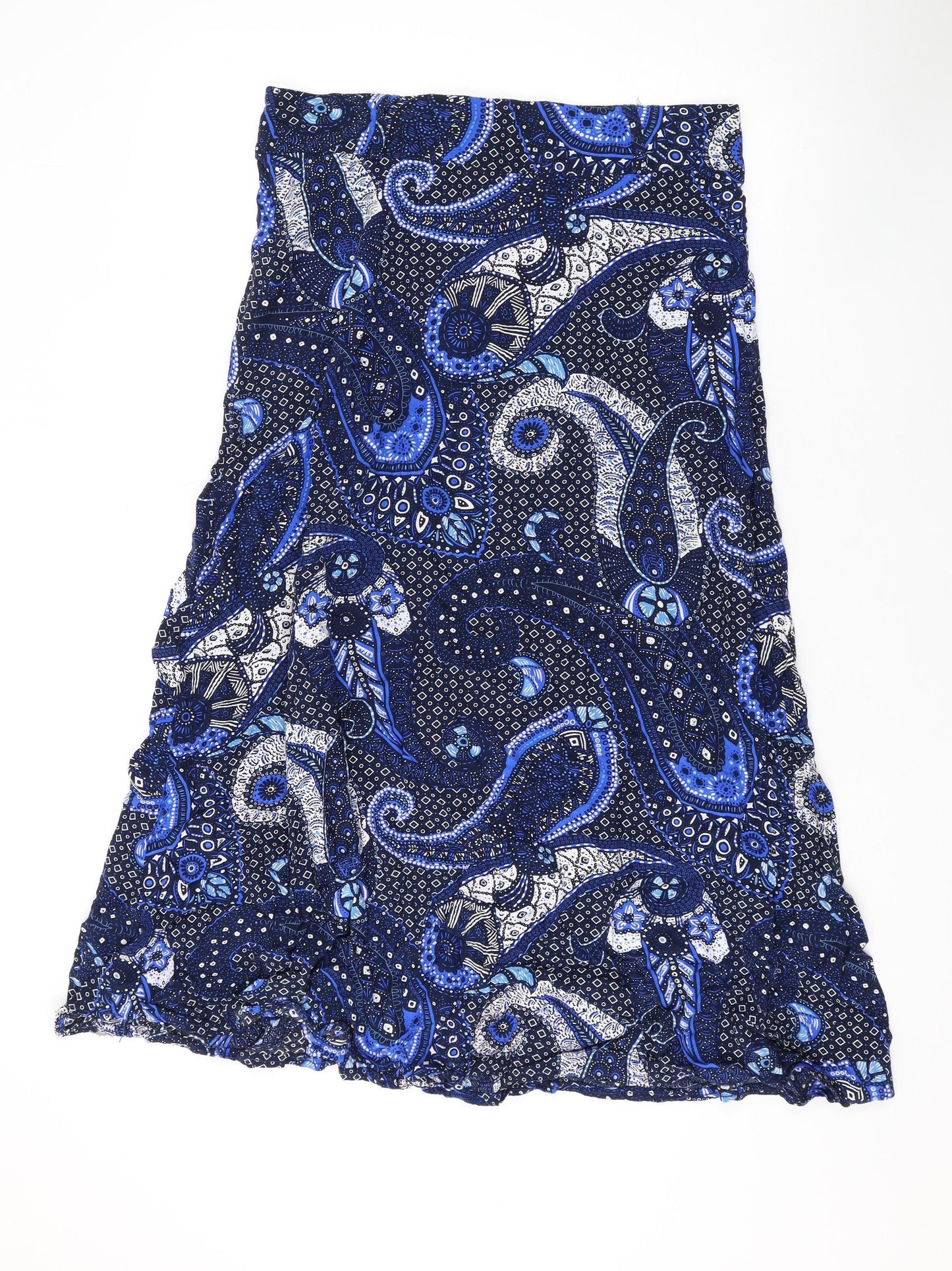Autonomy Womens Blue Paisley Viscose Swing Skirt Size 12 Zip