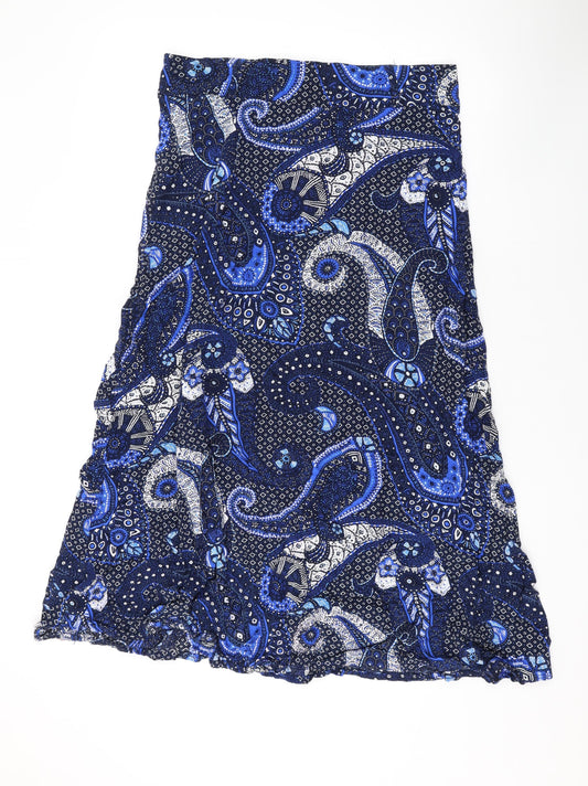 Autonomy Womens Blue Paisley Viscose Swing Skirt Size 12 Zip
