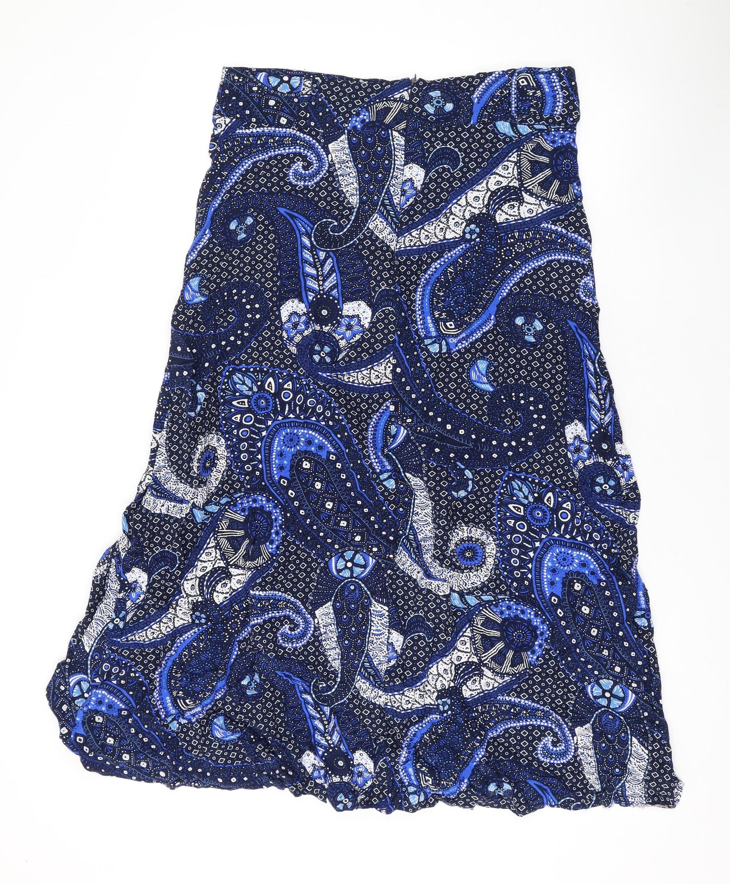 Autonomy Womens Blue Paisley Viscose Swing Skirt Size 12 Zip