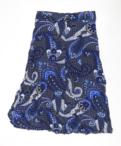 Autonomy Womens Blue Paisley Viscose Swing Skirt Size 12 Zip