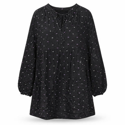 Zara Womens Black Polka Dot Viscose A-Line Size M V-Neck Pullover